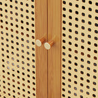 Meuble à chaussures d'entrée bohème en bambou avec portes en rotin