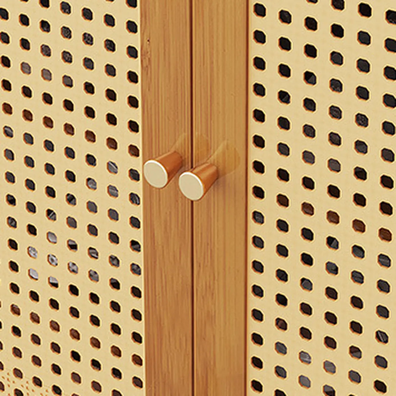 Meuble à chaussures d'entrée bohème en bambou avec portes en rotin