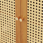 Meuble à chaussures d'entrée bohème en bambou avec portes en rotin