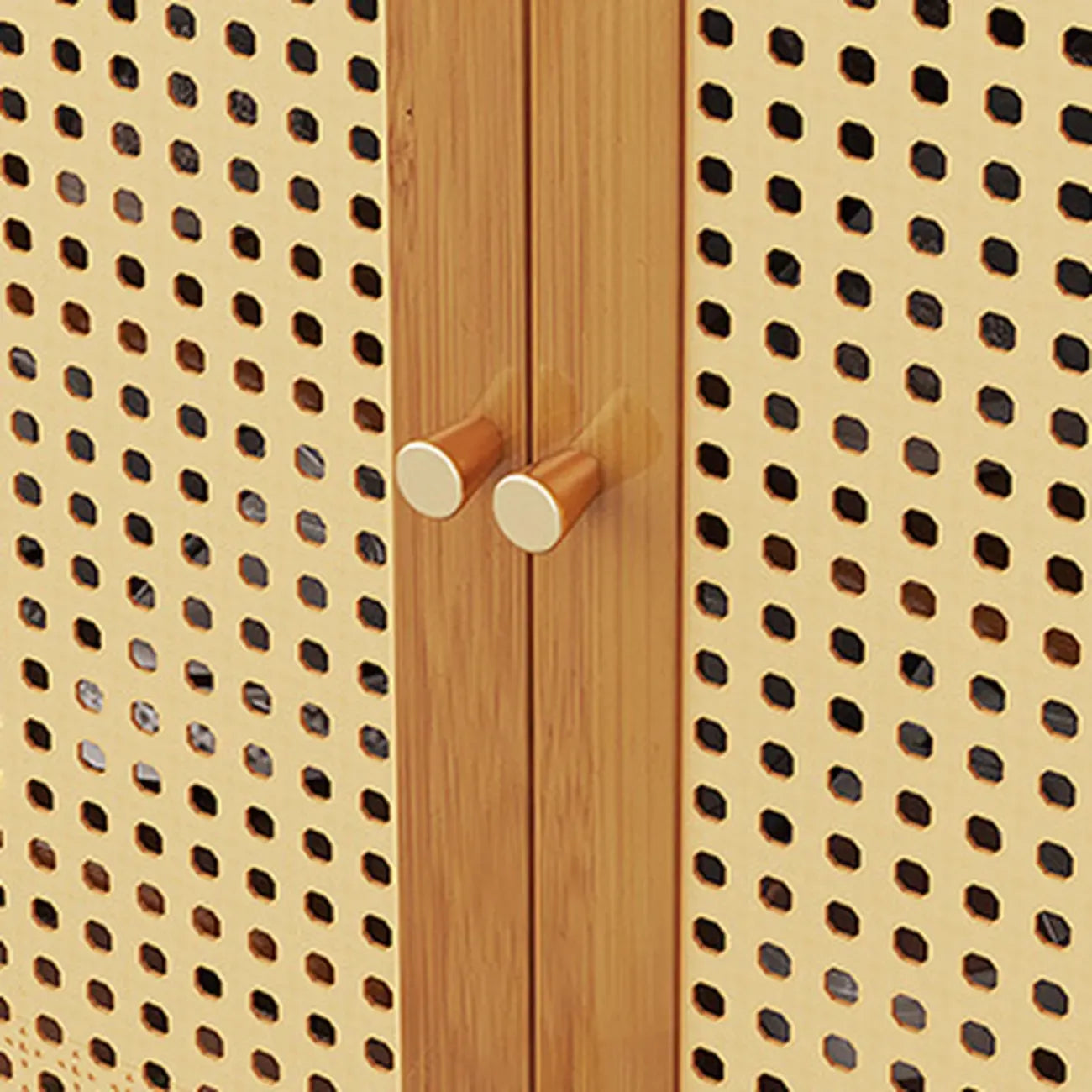 Meuble à chaussures d'entrée bohème en bambou avec portes en rotin