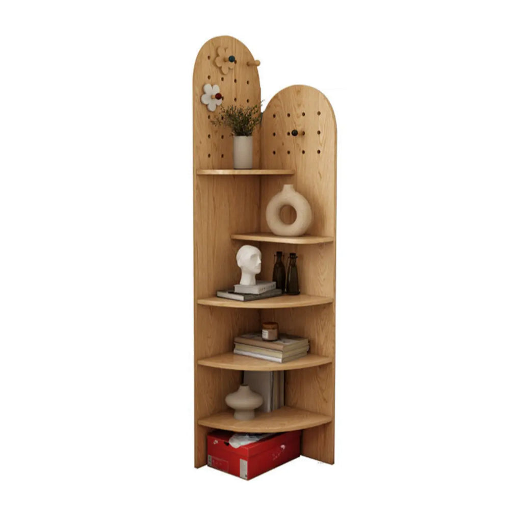 Vitrine d'angle en bois vert avocat pour rangement et présentation d'œuvres d'art