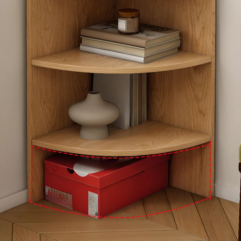 Vitrine d'angle en bois vert avocat pour rangement et présentation d'œuvres d'art