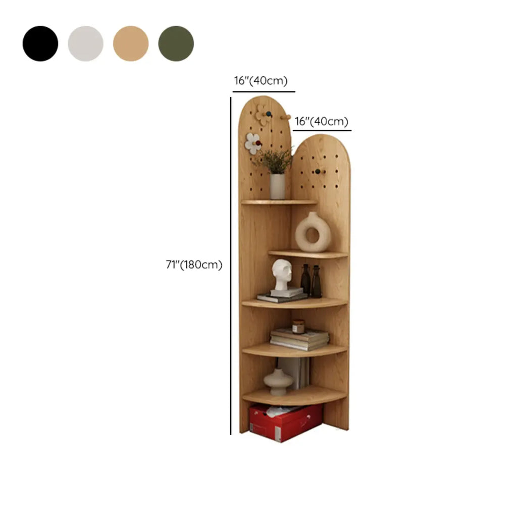 Vitrine d'angle en bois vert avocat pour rangement et présentation d'œuvres d'art
