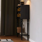 Console en bois noir à 2 tiroirs avec étagère basse
