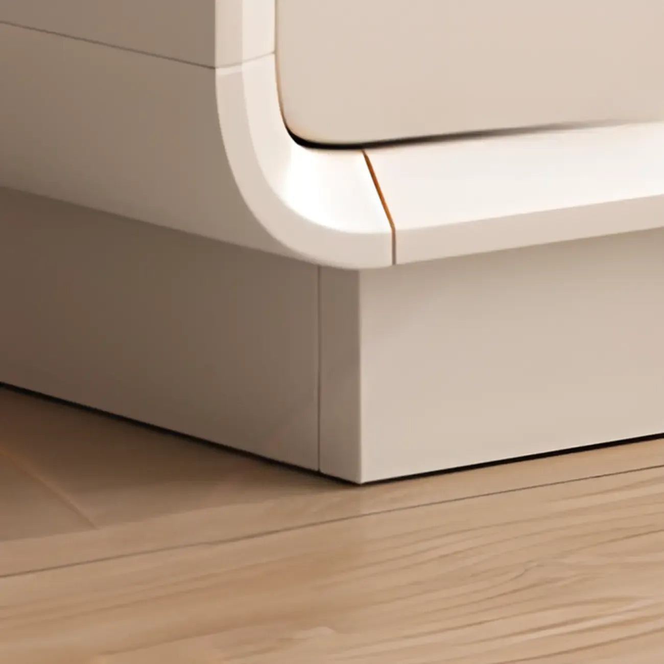 Meuble TV minimaliste en bois blanc avec rangements ouverts et tiroirs