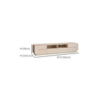 Meuble TV minimaliste en bois blanc avec rangements ouverts et tiroirs