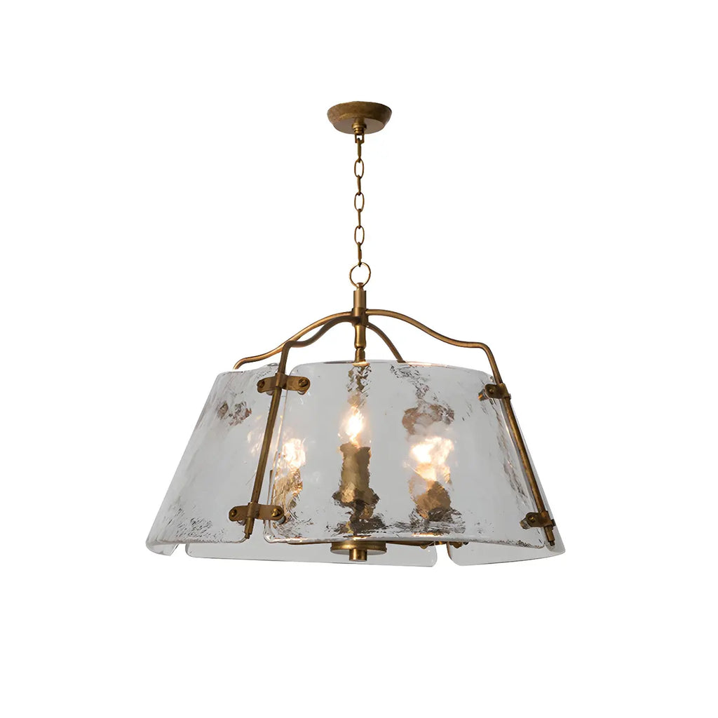Lustre moderne conique en céramique blanche et dorée