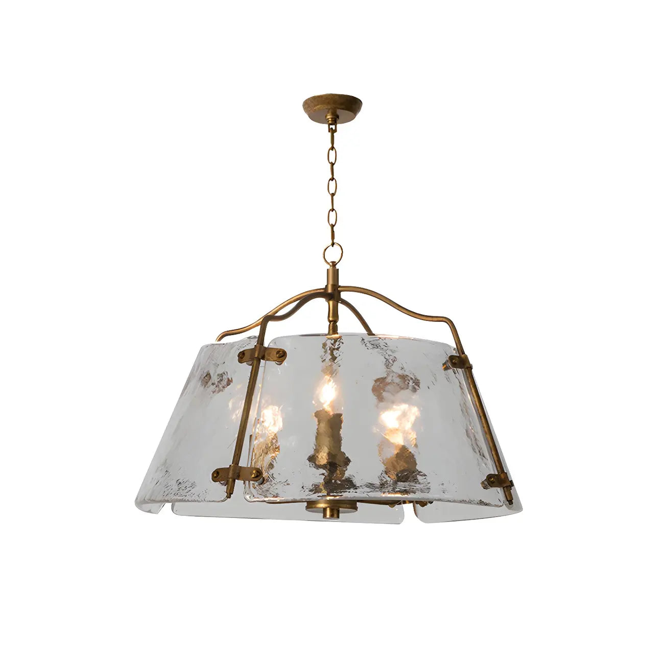 Lustre moderne conique en céramique blanche et dorée