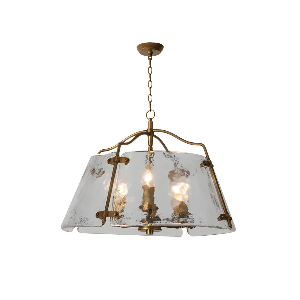 Lustre moderne conique en céramique blanche et dorée