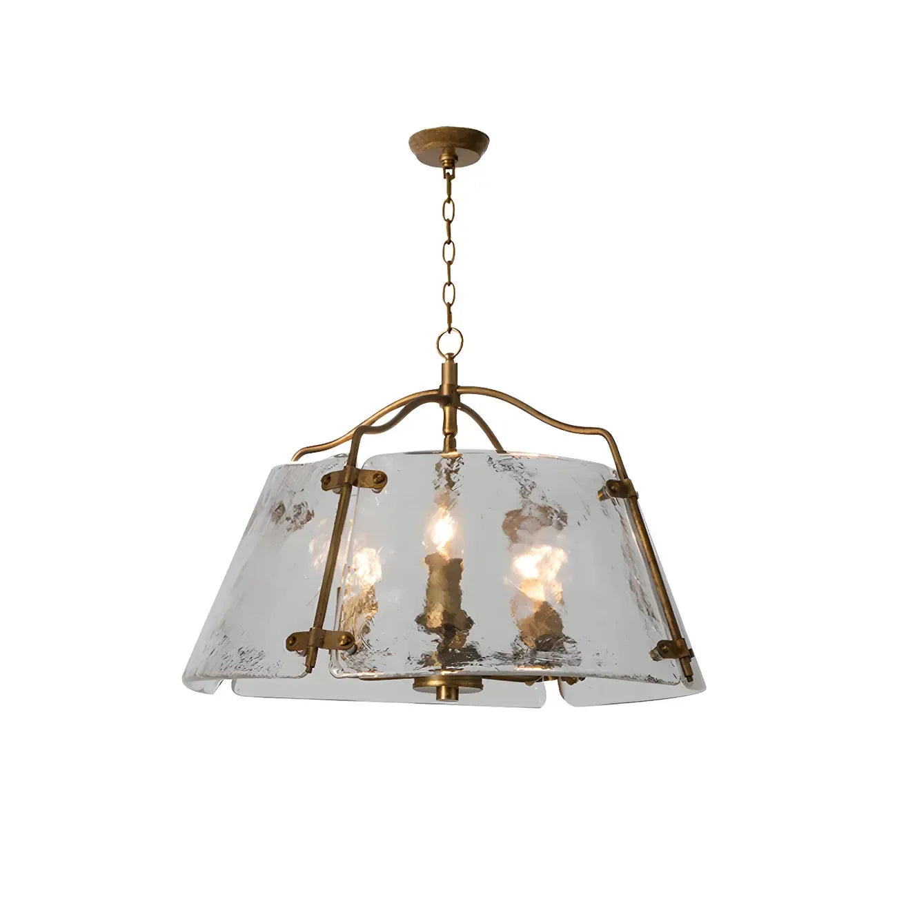 Lustre moderne conique en céramique blanche et dorée