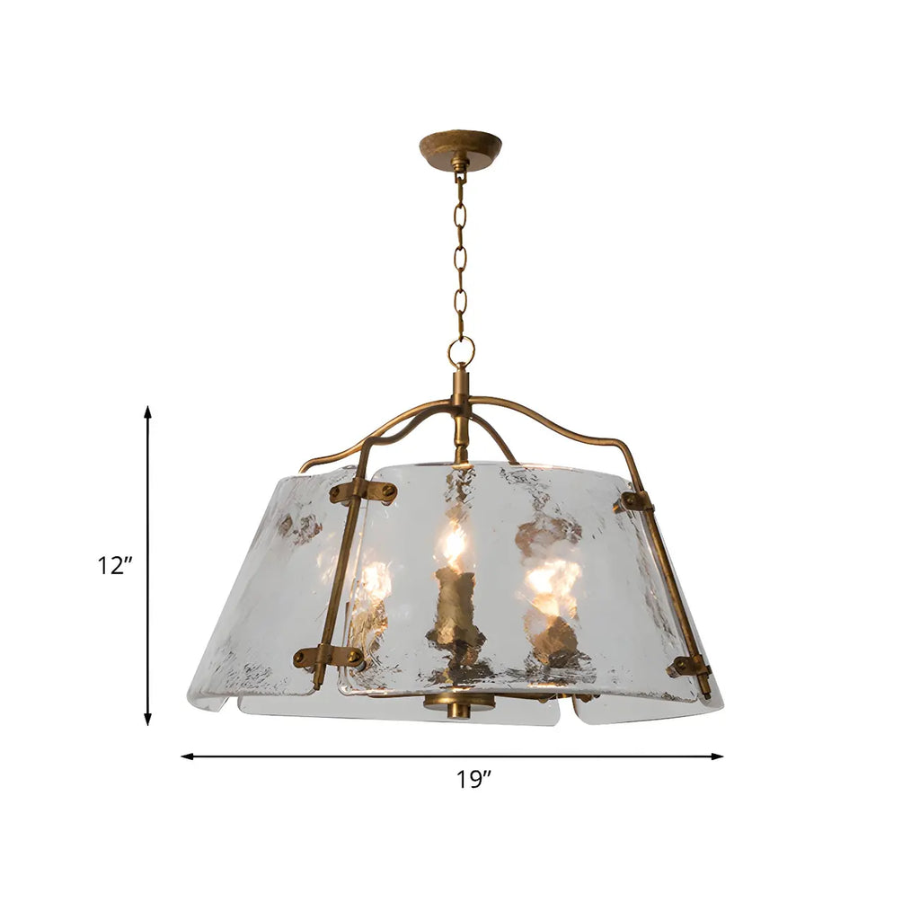 Lustre moderne conique en céramique blanche et dorée