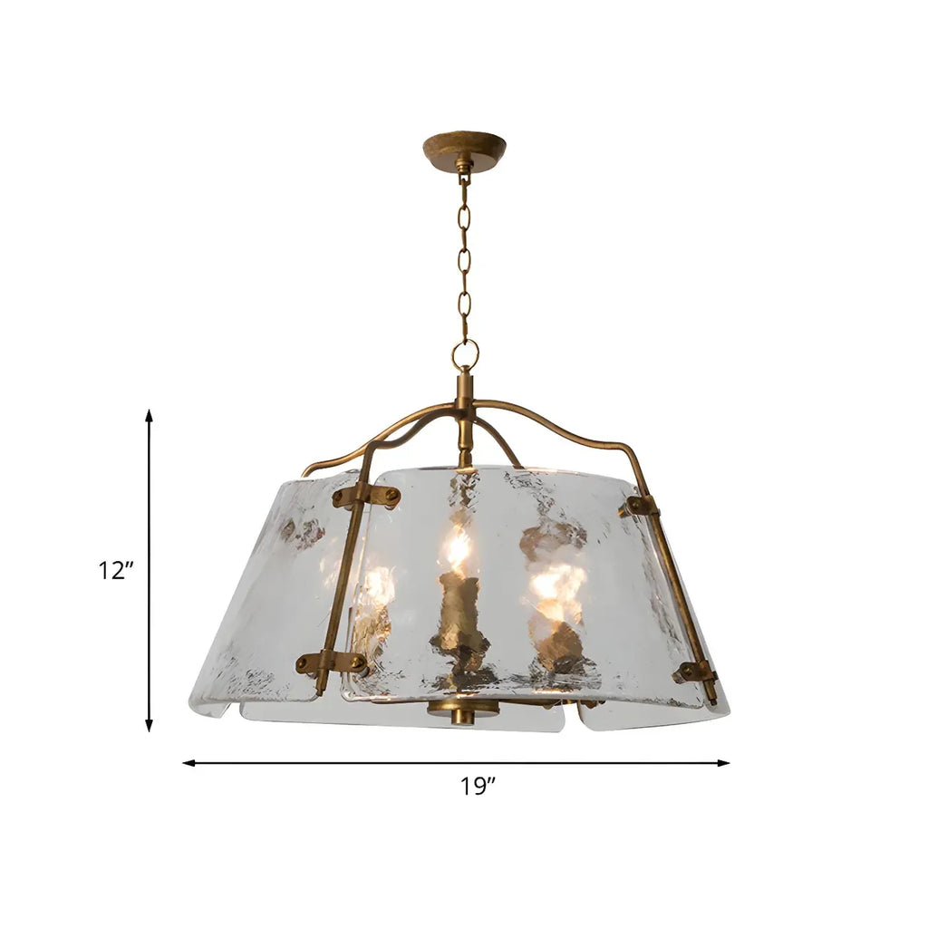 Lustre moderne conique en céramique blanche et dorée
