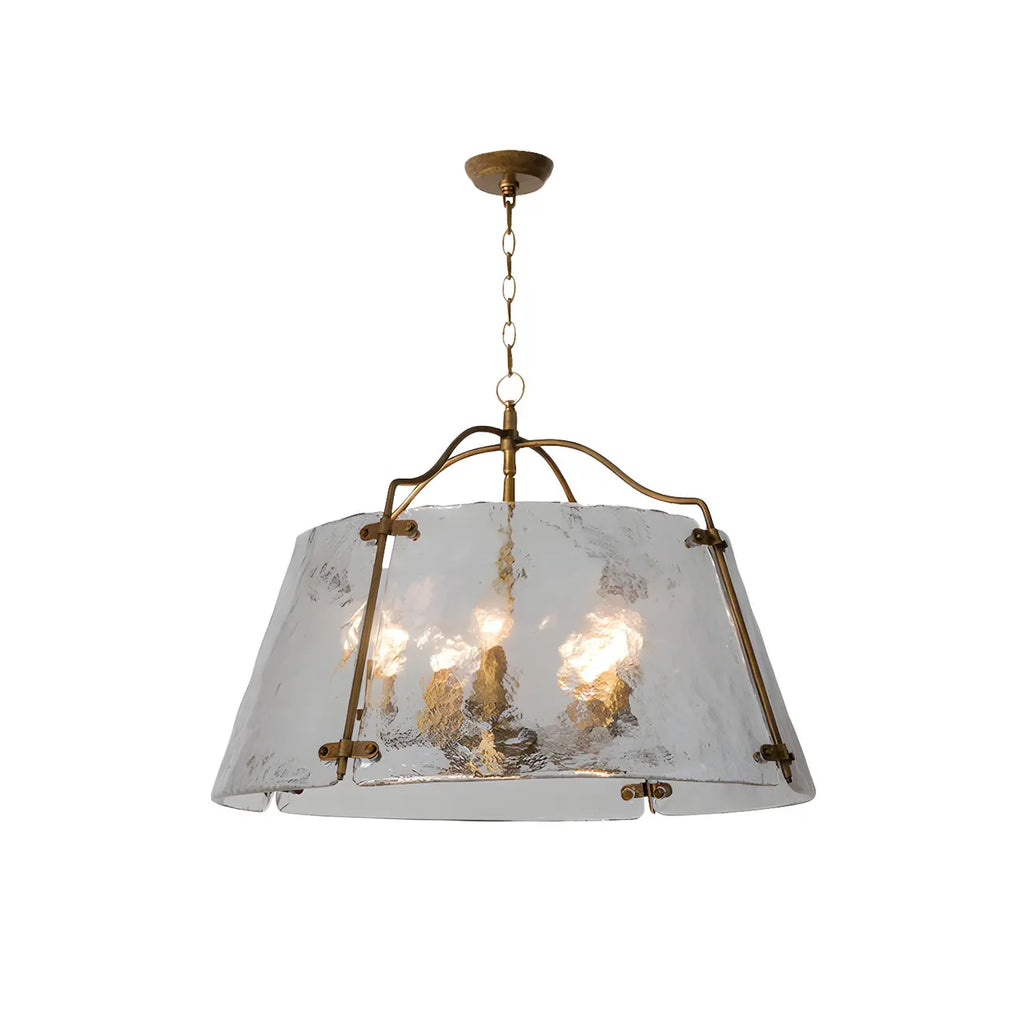Lustre moderne conique en céramique blanche et dorée