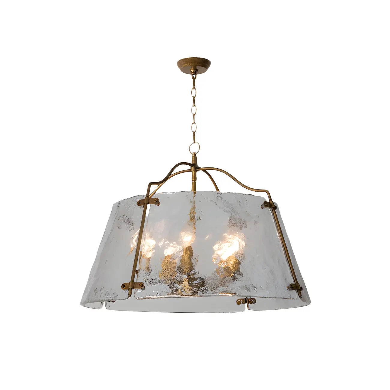 Lustre moderne conique en céramique blanche et dorée