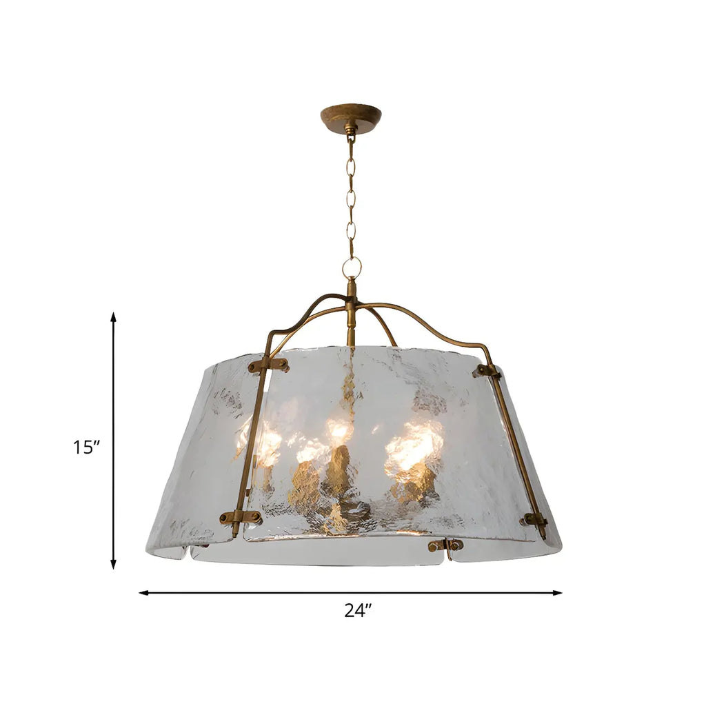 Lustre moderne conique en céramique blanche et dorée