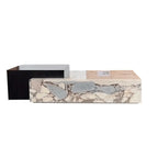 Table basse rectangulaire moderne en faux marbre ivoire