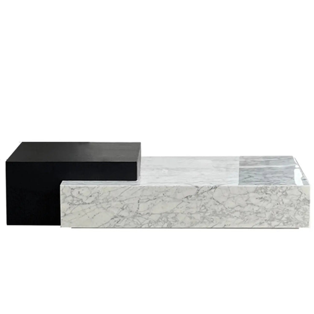 Table basse rectangulaire moderne en faux marbre ivoire