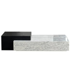Table basse rectangulaire moderne en faux marbre ivoire