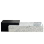 Table basse rectangulaire moderne en faux marbre ivoire