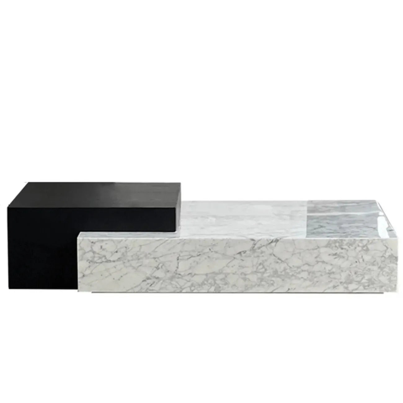 Table basse rectangulaire moderne en faux marbre ivoire