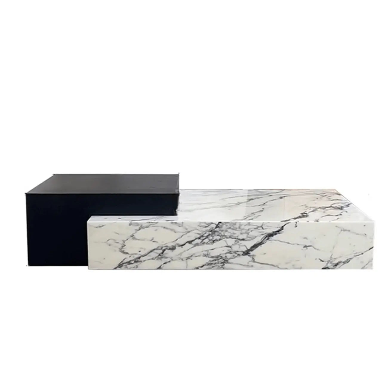Table basse rectangulaire moderne en faux marbre ivoire