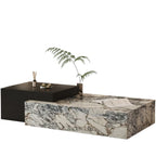 Table basse rectangulaire moderne en faux marbre ivoire