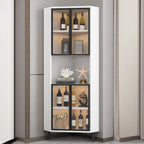 Vitrine d'angle moderne en bois gris et porte en verre doré