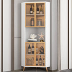 Vitrine d'angle moderne en bois gris et porte en verre doré