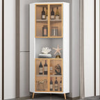 Vitrine d'angle moderne en bois gris et porte en verre doré