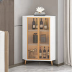 Vitrine d'angle moderne en bois gris et porte en verre doré