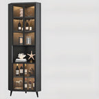Vitrine d'angle moderne en bois gris et porte en verre doré
