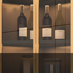 Vitrine d'angle moderne en bois gris et porte en verre doré