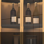 Vitrine d'angle moderne en bois gris et porte en verre doré