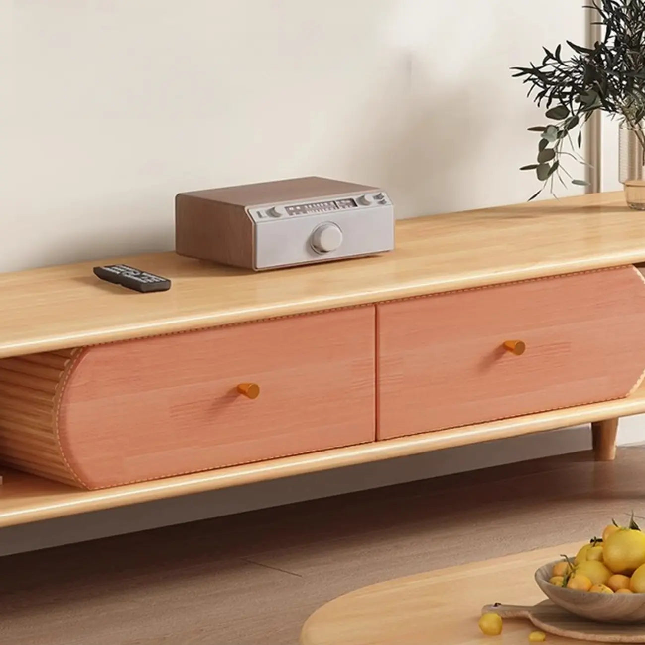 Mobile TV 3 ripiani 71 ovale nero in legno con cassetti contenitore