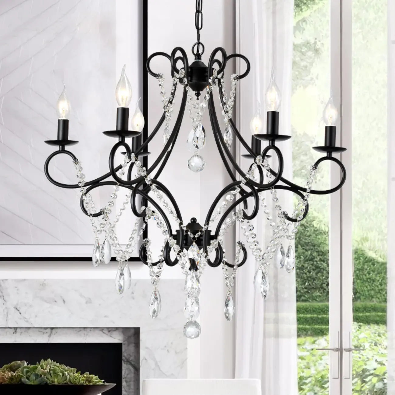 Lustre élégant en cristal doré courbé