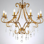Lustre élégant en cristal doré courbé