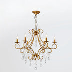 Lustre élégant en cristal doré courbé