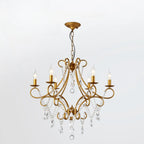 Lustre élégant en cristal doré courbé