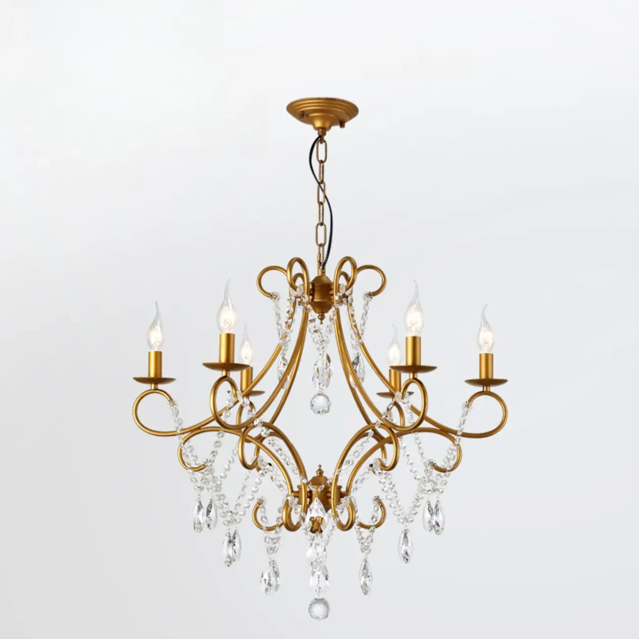 Lustre élégant en cristal doré courbé