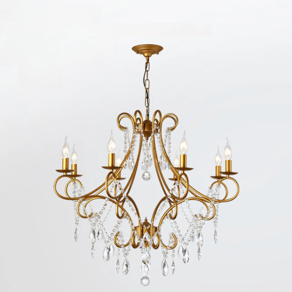 Lustre élégant en cristal doré courbé