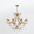 Lustre élégant en cristal doré courbé