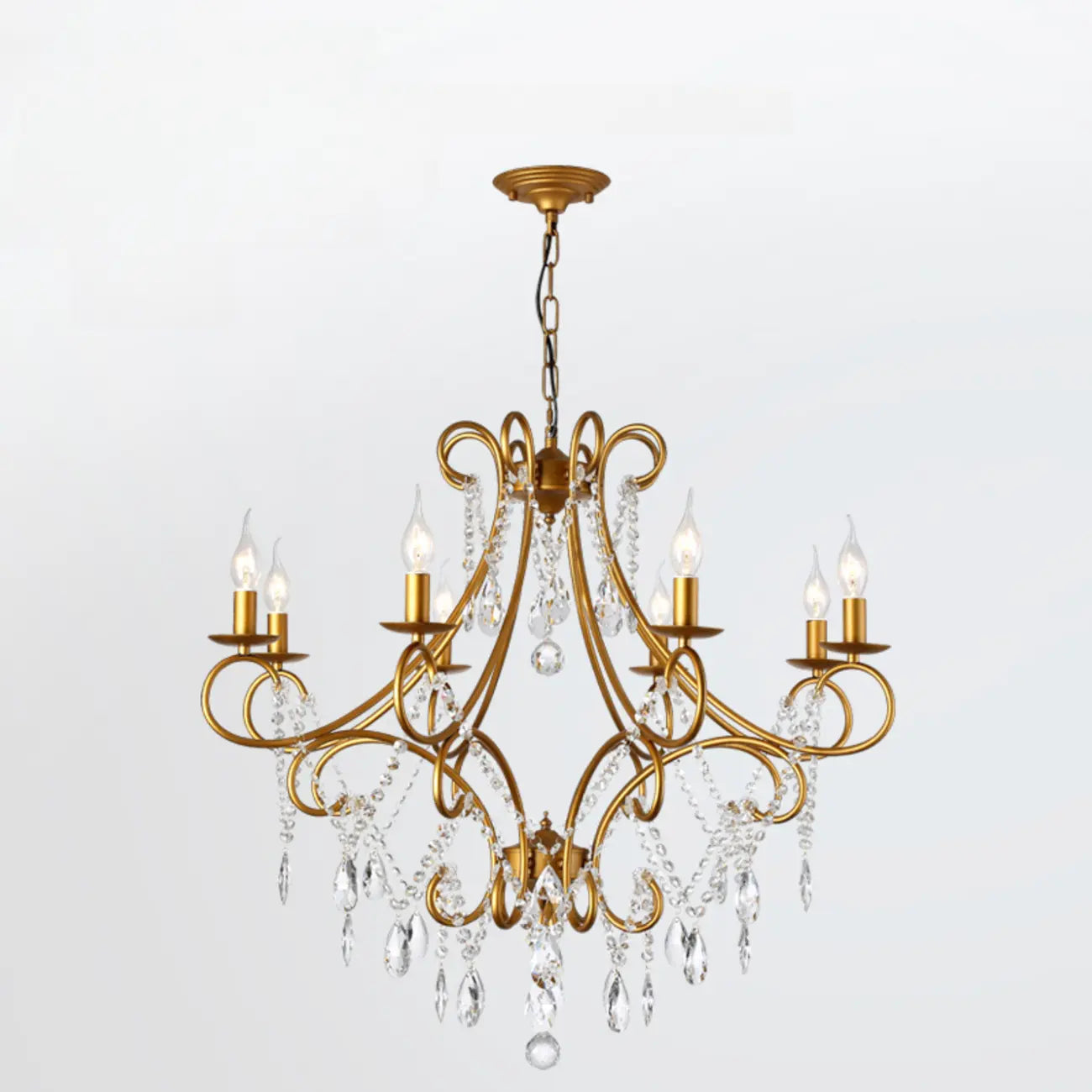 Lustre élégant en cristal doré courbé