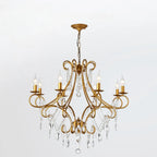 Lustre élégant en cristal doré courbé