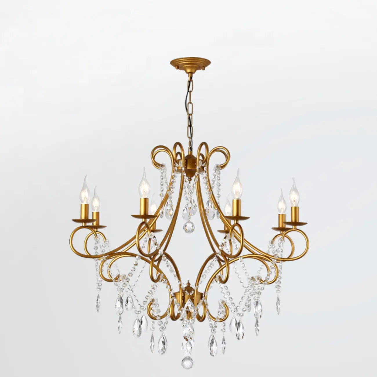 Lustre élégant en cristal doré courbé