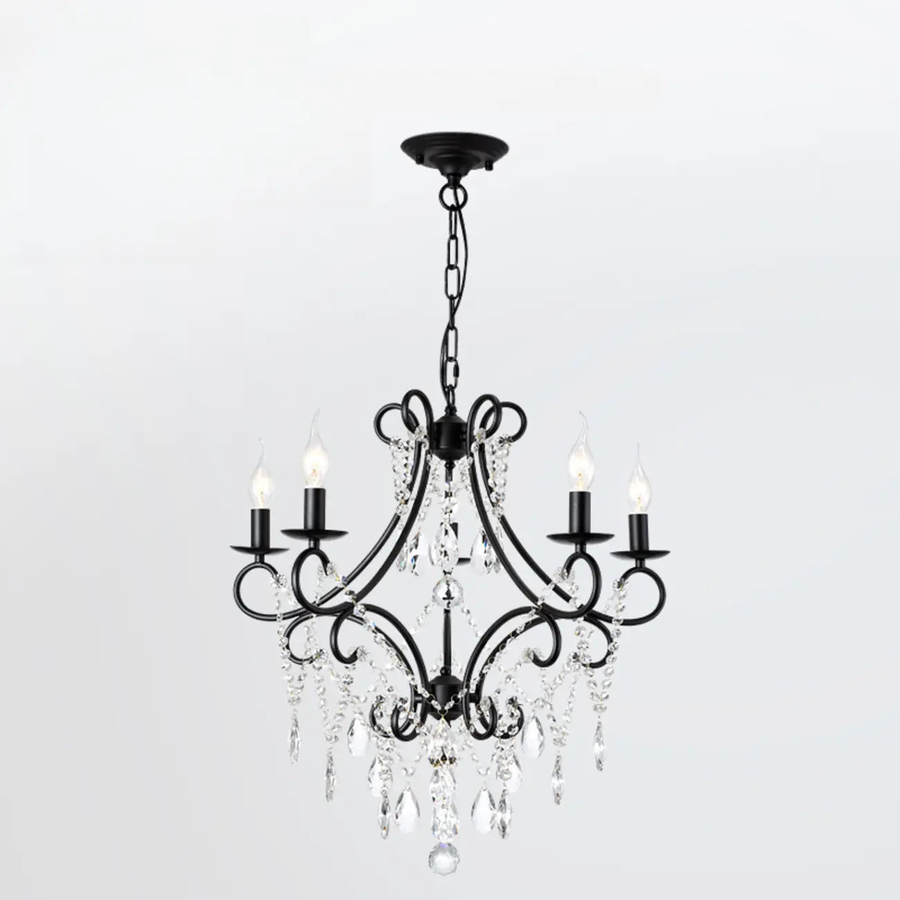 Lustre élégant en cristal doré courbé
