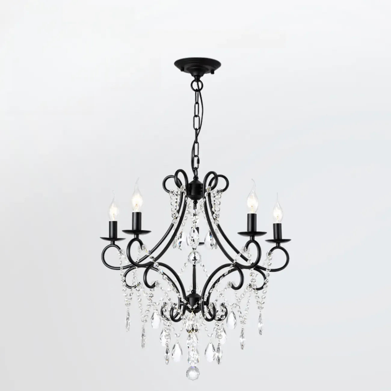 Lustre élégant en cristal doré courbé