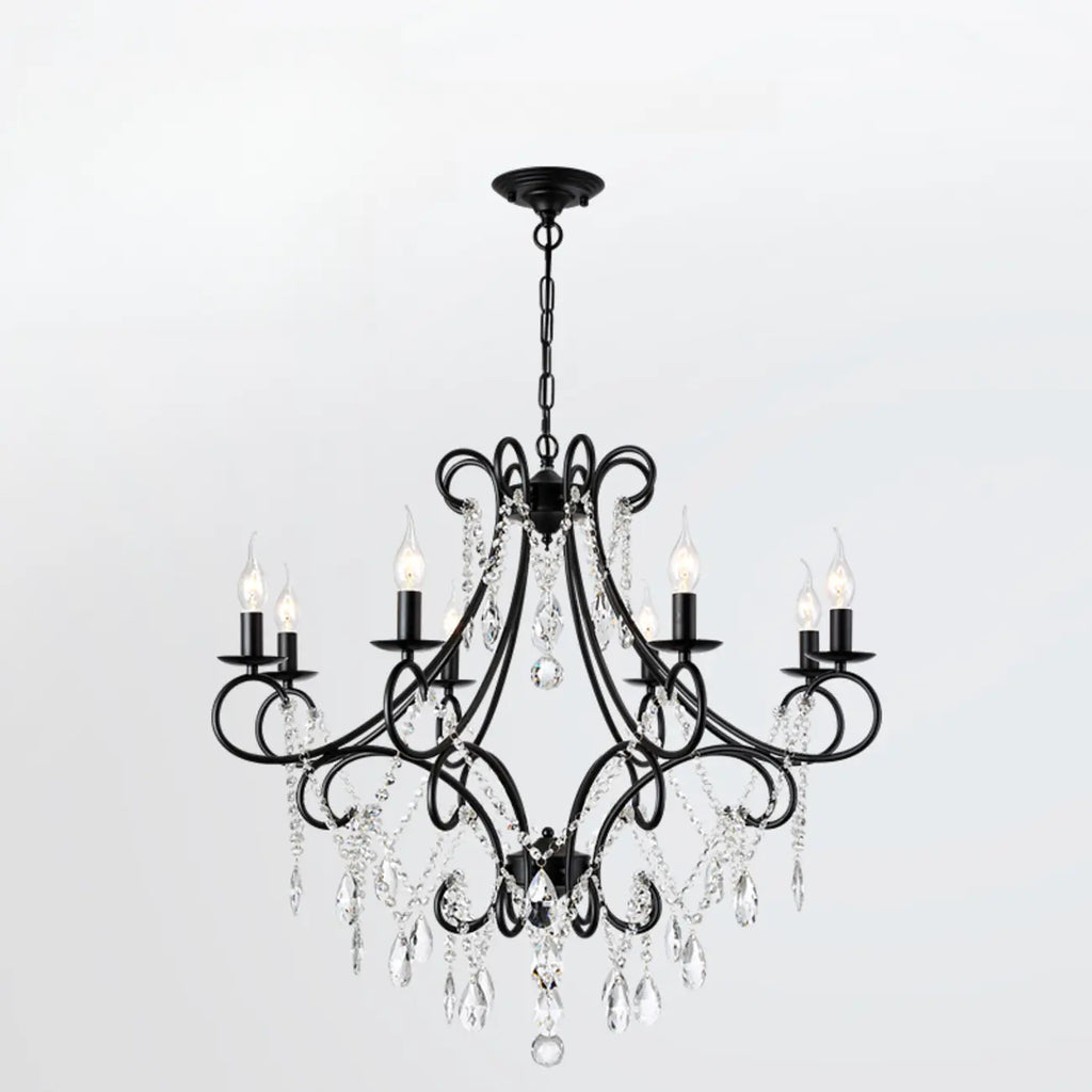 Lustre élégant en cristal doré courbé