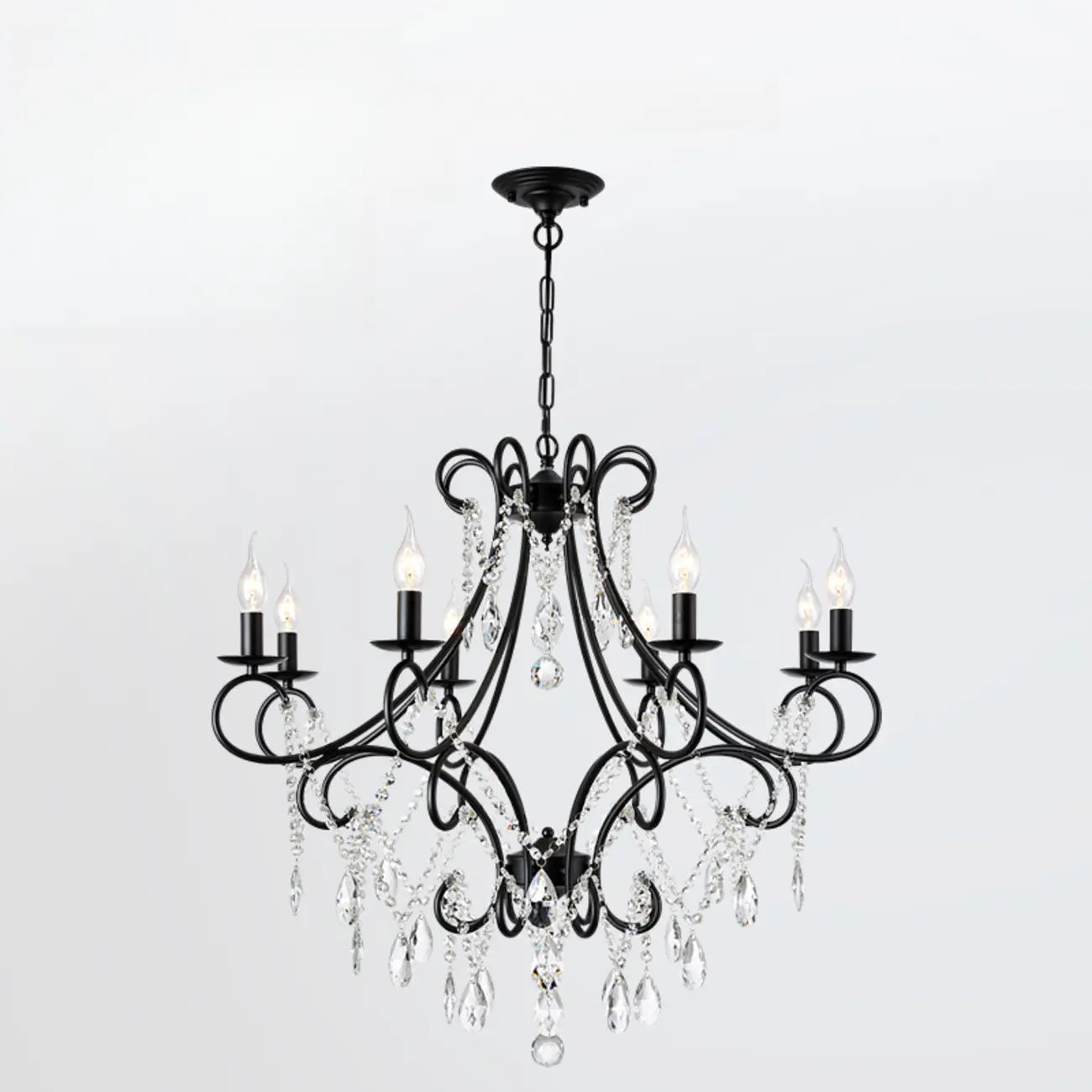 Lustre élégant en cristal doré courbé