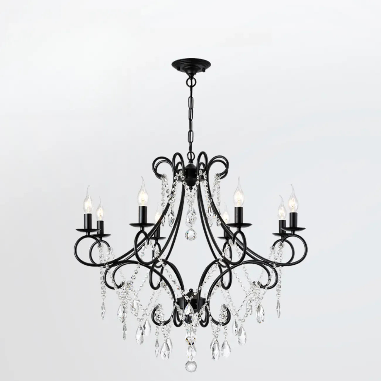 Lustre élégant en cristal doré courbé