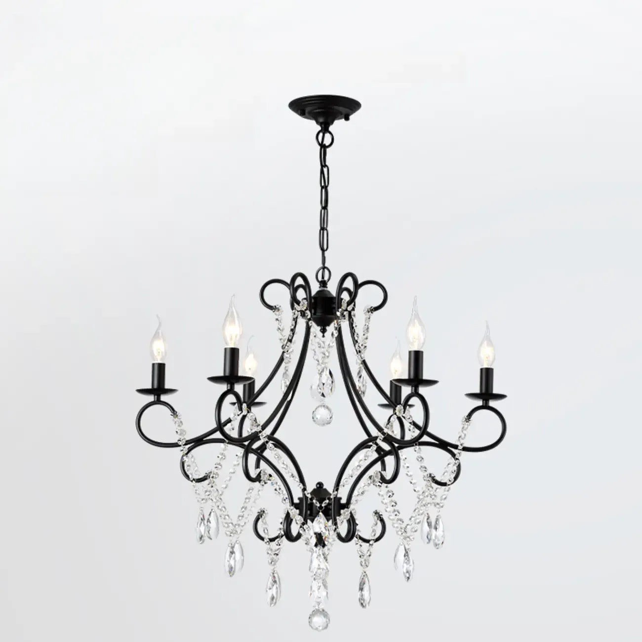 Lustre élégant en cristal doré courbé
